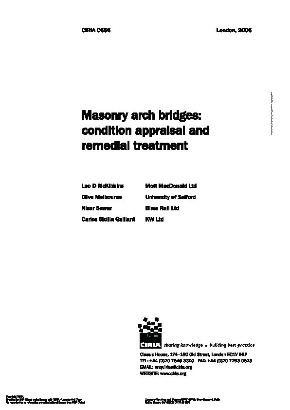 C656 - Masonry arch bridges: Condition appraisal and remedial treatment