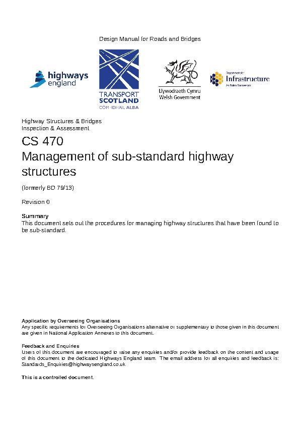 DMRB CS 470 - Management of sub-standard highway structures