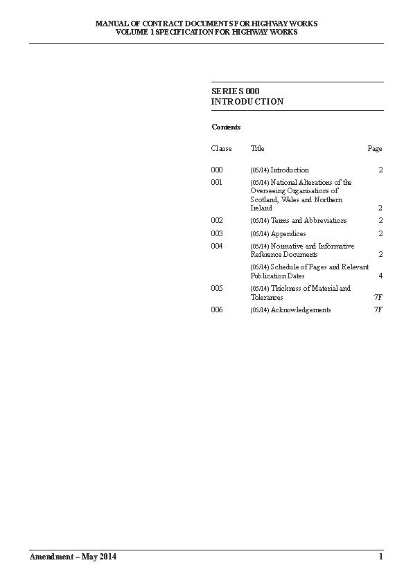 MCHW Volume 1 - Specification for highway works